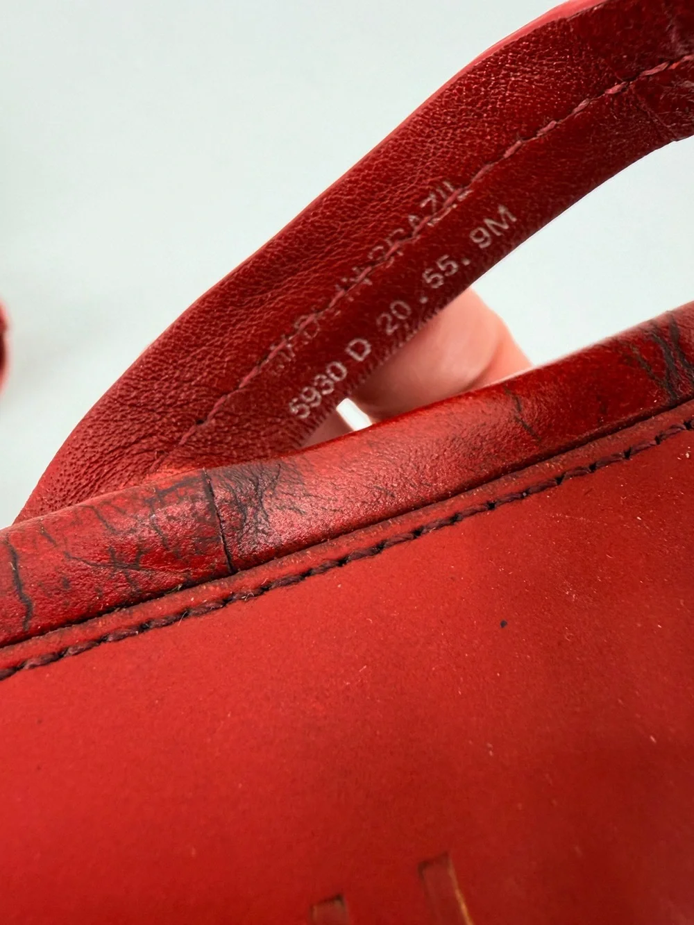 Tory Burch Red Leather Miller Logo Thong Sandals 9 FLAWS